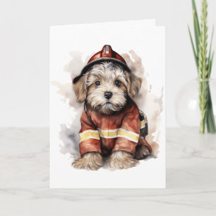 A Firefighter’s Best Friend Dog Fireman Outfit Card