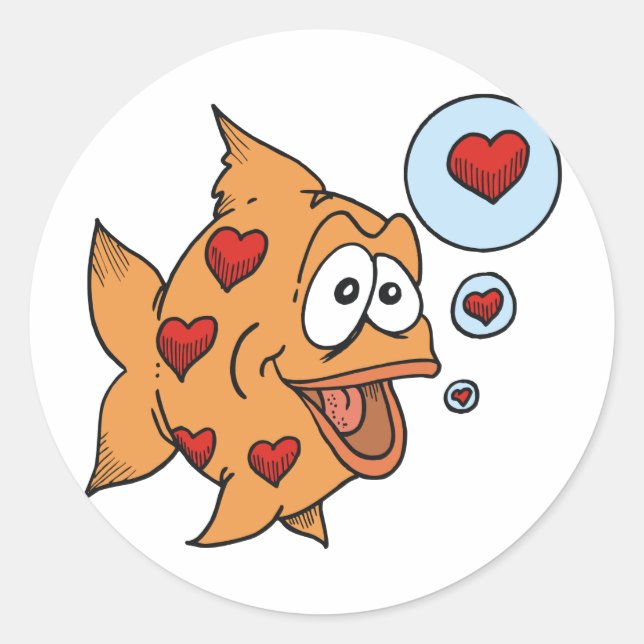 A Fish in Love - Classic Round Sticker (Front)
