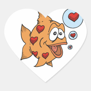 A Fish in Love - Heart Sticker