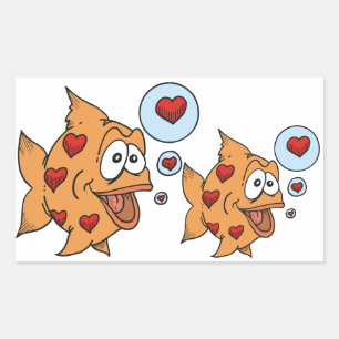 A Fish in Love - Rectangular Sticker