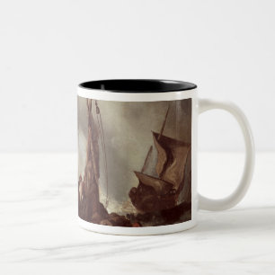 A Fisherman Pulling in a Net, 1868 Two-Tone Coffee Mug