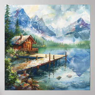 A Fishing Hose On The Lake Poster