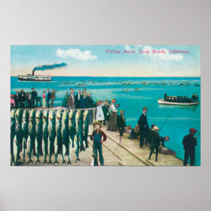 A Fishing Scene with a Huge Catch Poster
