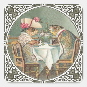 A Fishy Date Square Sticker
