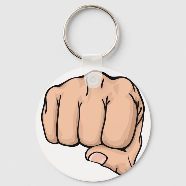 a fist punching towards you key ring (Front)