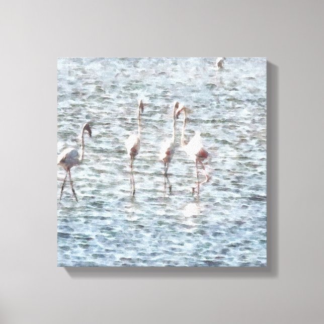 A Flamboyant Pat Of Flamingos Canvas Print (Front)