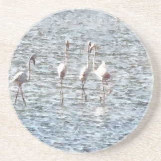 A Flamboyant Pat Of Flamingos Coaster