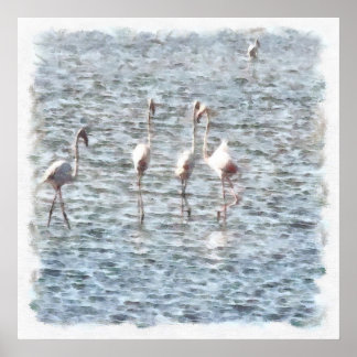 A Flamboyant Pat Of Flamingos Poster