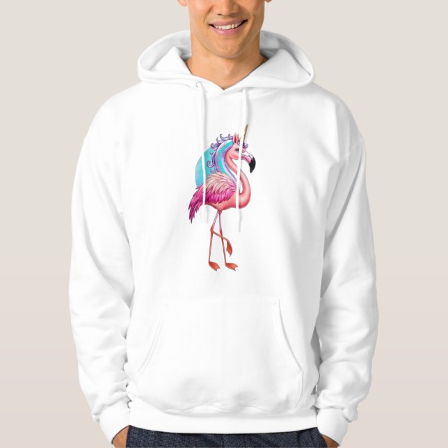 A flamingo with a unicorn horn. hoodie (Front)