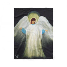 A fleece throw, angel print