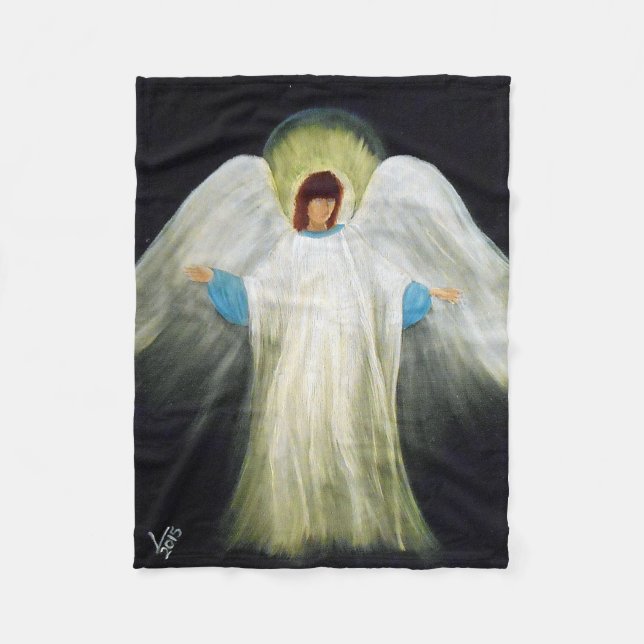 A fleece throw, angel print blanket (Front)
