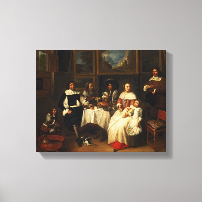 A Flemish Family at Dinner Canvas Print (Front)
