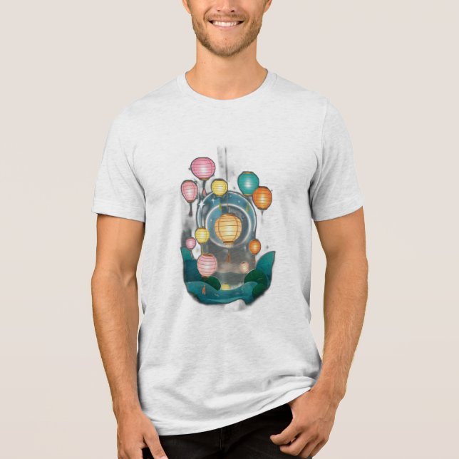 A floating paper lantern festival  Tri-Blend shirt (Front)