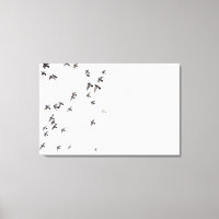 A flock of birds is flying at the sky
