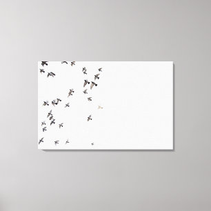 A flock of birds is flying at the sky canvas print