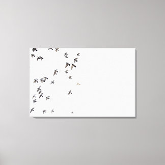 A flock of birds is flying at the sky canvas print