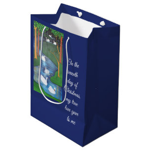 A Flock of Seven Swans-A-Swimming Medium Gift Bag