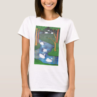 A Flock of Seven Swans-A-Swimming T-Shirt