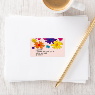 A floral bed of daisy flowers label