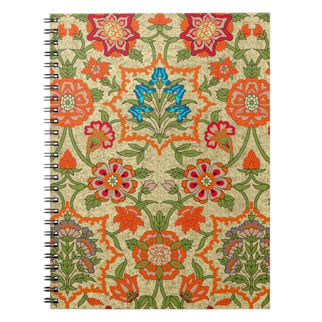 A floral design by mirror repeat. Orange and green Notebook (Front)