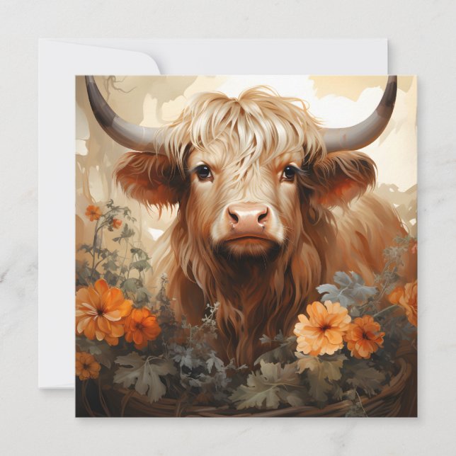 A Floral Highland Cow Series Design 2 (Front)