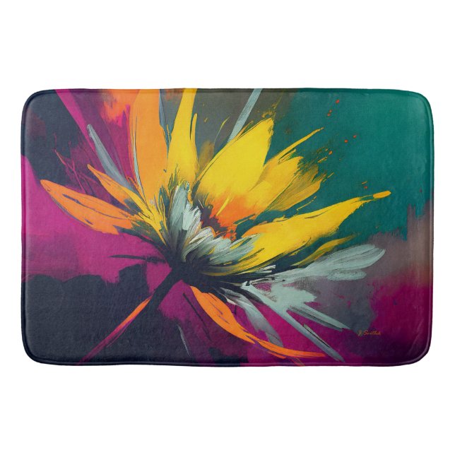 A Floral Odyssey – Expressive Bloom In Motion Bath Mat (Front)