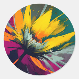 A Floral Odyssey – Expressive Bloom In Motion Classic Round Sticker