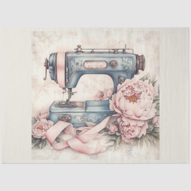 A Floral Sewing Machine  Series Design #15 Tissue Paper (Front)