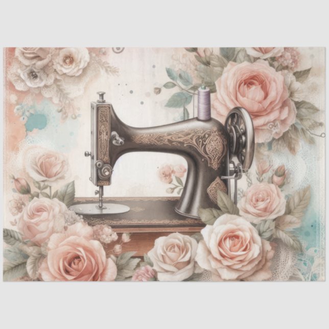 A Floral Sewing Machine  Series Design #1 Tissue Paper (Front)