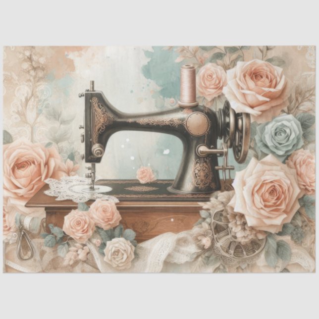 A Floral Sewing Machine  Series Design #3 Tissue Paper (Front)