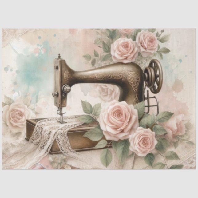 A Floral Sewing Machine  Series Design #4 Tissue Paper (Front)