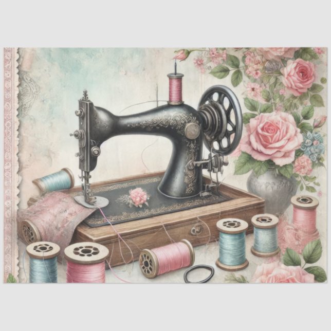 A Floral Sewing Machine  Series Design #5 Tissue Paper (Front)