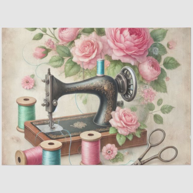 A Floral Sewing Machine  Series Design #7 Tissue Paper (Front)