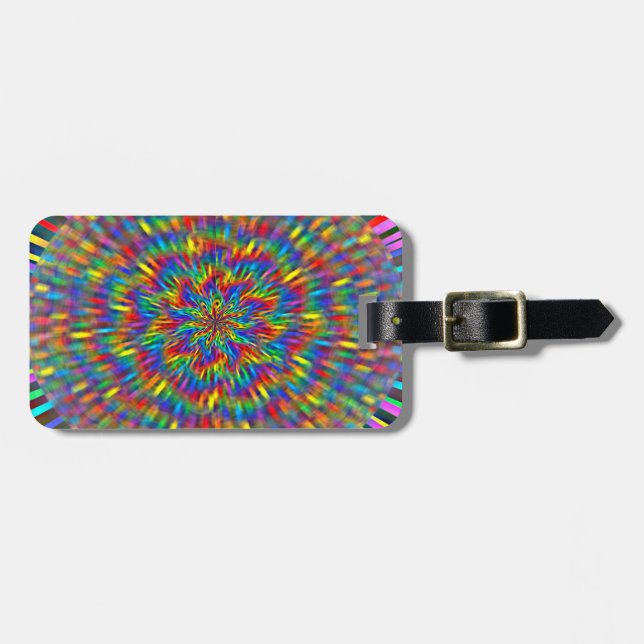 A Floral Tie Dye Luggage Tag (Front Horizontal)