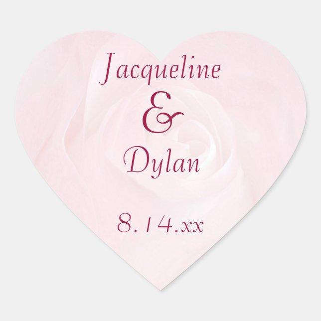 A Flower For My Love Custom Personalised Wedding Heart Sticker (Front)