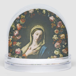 A Flower Garland Surrounding the Virgin Snowglobe