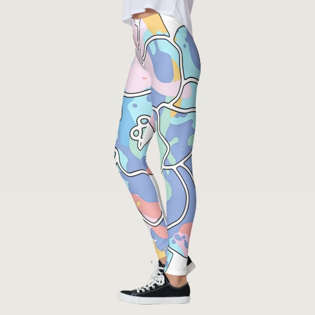 A flower made of paint stains leggings (Left)