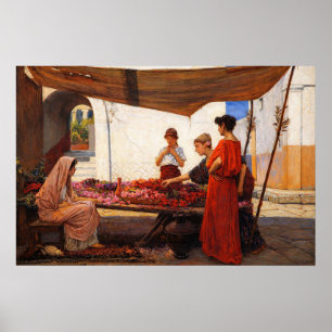 A Flower Stall by John William Waterhouse Poster