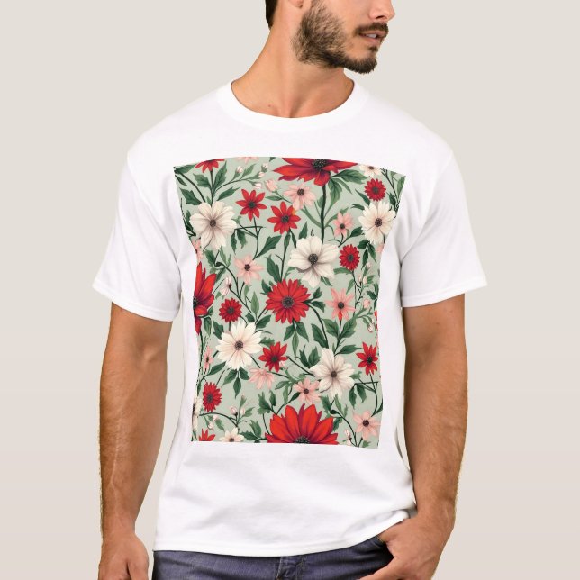 a flowery pattern of bright colours T-Shirt (Front)