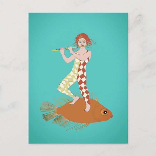A flute player  postcard (Front)