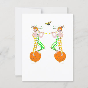 A flute player postcard