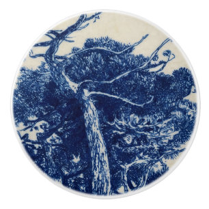 A Folly Cornwall Cobalt Blue Ceramic Art Tile Knob