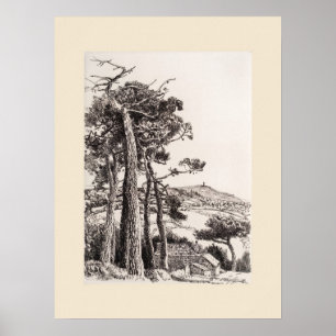 A Folly Cornwall Print, Eleanor M Hughes Re-Strike Poster