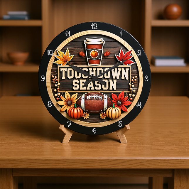  A Football-Themed Fall TOUCHDOWN SEASON Large Clock (Creator Uploaded)