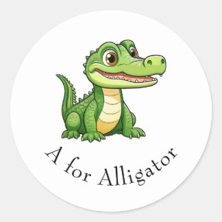 A for Alligator Classic Round Sticker