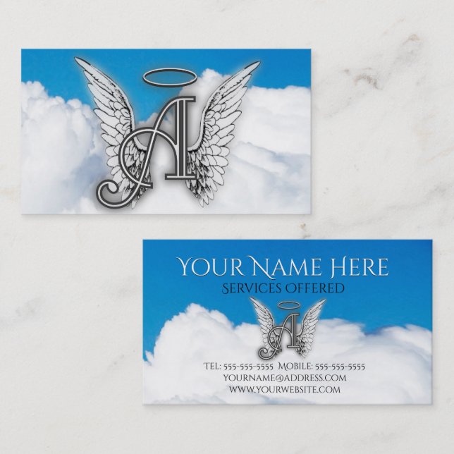 A For Angel Alphabet Letter Initial Business Card (Front/Back)