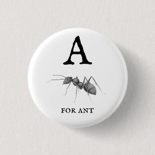 "A" for Ant  3 Cm Round Badge
