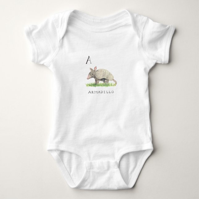 A for Armadillo Baby Bodysuit (Front)