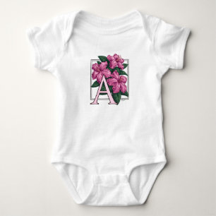A for Azalea Flower Monogram Baby Clothes Bodysuit