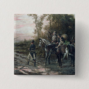 A Foraging Party Returning to Camp (oil on canvas) 15 Cm Square Badge
